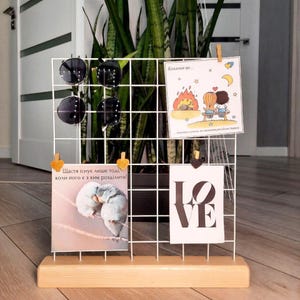 Tabletop Organizer Stand für Zubehör, Postkarten Tischdisplay, Benutzerdefinierte Fotos Tischgitter Panel Geschenk, Schwarzes Brett Kreativer Fotoständer