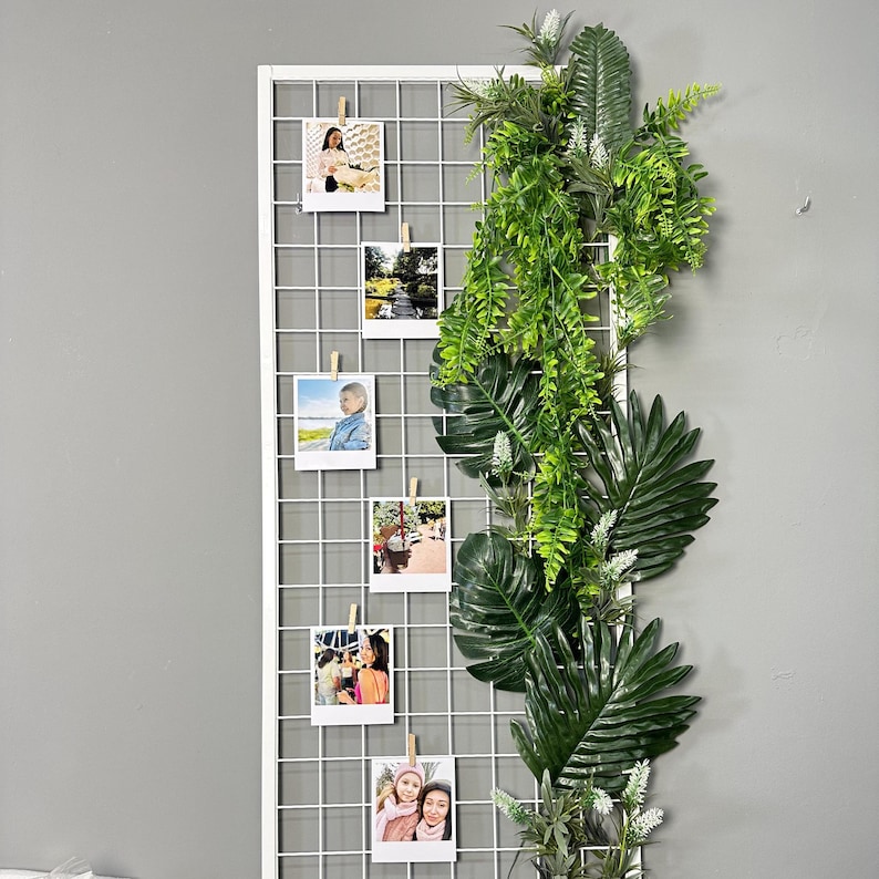 Large White Wall Organizer Grid 100x40 Cm With Frame, Metal Wire Notice ...