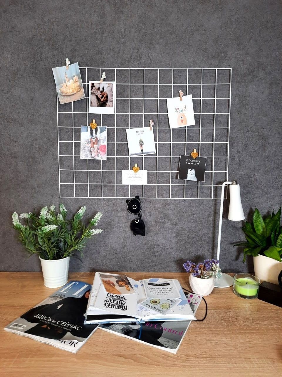 Large Metal Grid Wall Decor Polaroid Photo Grid Plant Holder Study Room Organizer White Wire Noticeboard Unique Gift Idea for Her Etsy