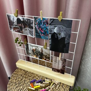 Présentoir photo de table compact, impression de photos personnalisées, tableau d'ambiance personnalisé avec cartes postales, support pour mémo, support pour notice, panneau métallique de table