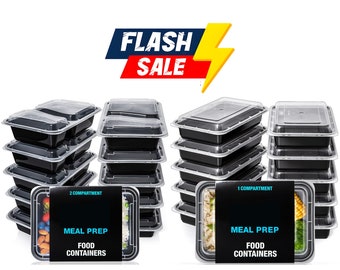 Meal Prep Food Containers with Lids Microwave Safe Takeaway Lunch Storage Boxes