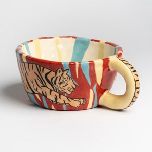 Saliera e pepiera Tiger, sale e pepe Tiger in ceramica fatti a mano,  progettati nel Regno Unito da Hannah Turner. Set di ampolle tigre in  ceramica -  Italia