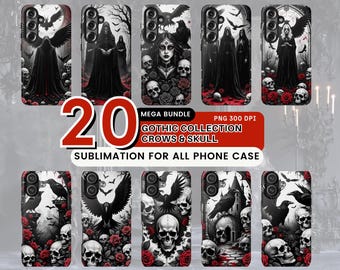 Gothic Sublimation For Halloween Phone Case Designs: iPhone/Samsung Bundle (PNG)