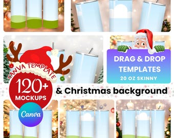 Christmas 20 Oz Skinny Tumbler Mockup Bundle – Canva Template