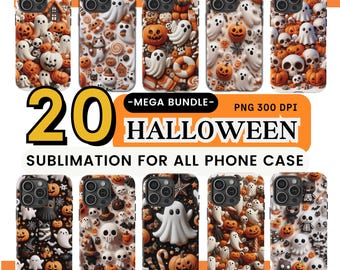 Halloween Phone Case 3D Sublimation Designs: iPhone/Samsung Bundle (PNG)