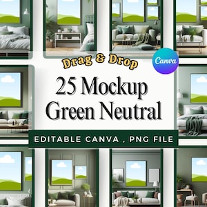Set di 25 mockup di cornici CANVA, bundle di mockup di cornici Canva, mockup di cornici Canva, template di cornici Canva, mockup di Wallart per Canva, trascina e rilascia