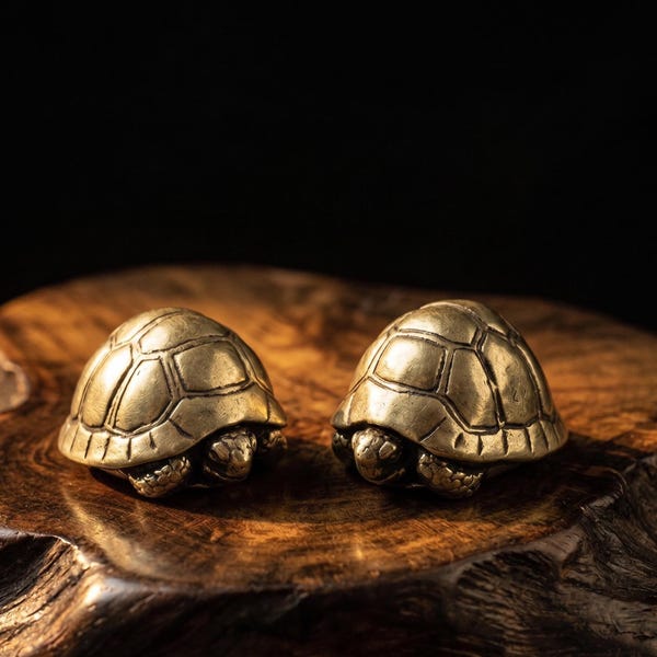 Figura de tortuga vintage de latón dorado, pisapapeles de animal lindo, decoración minimalista para estantes, mascota de té