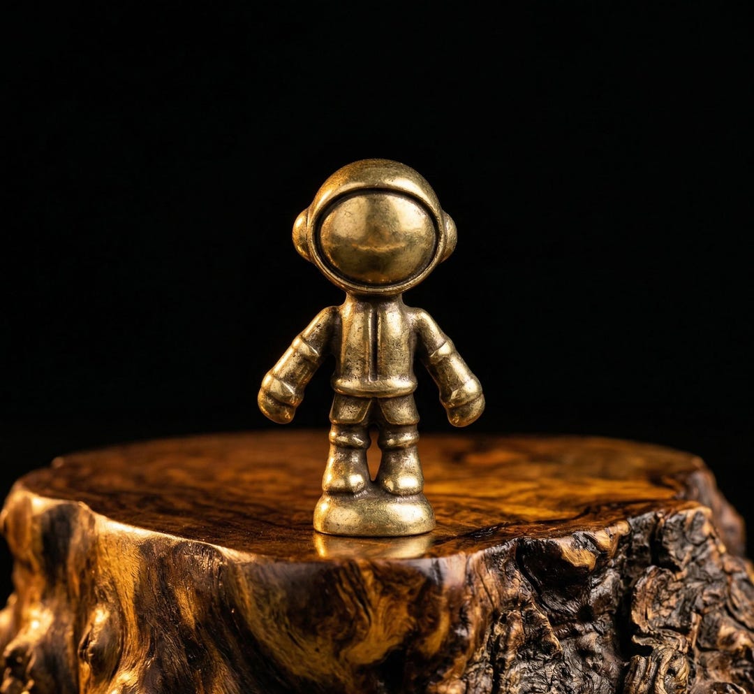Small Solid Brass Astronaut Statue - Modern Space Age Desk Decor ...