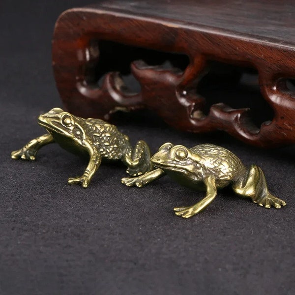 Copper Brass Gold Frog Sculpture: Copper Brass Gold Decor Accent - Unique Gift, Tabletop Ornament, Rustic Home Decor & Garden Accent