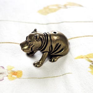 Brass Hippo Incense Holder - Cute Animal Incense Burner – Handmade Brass Animal Decor – Unique Gift for Animal Lovers – Zen Decor