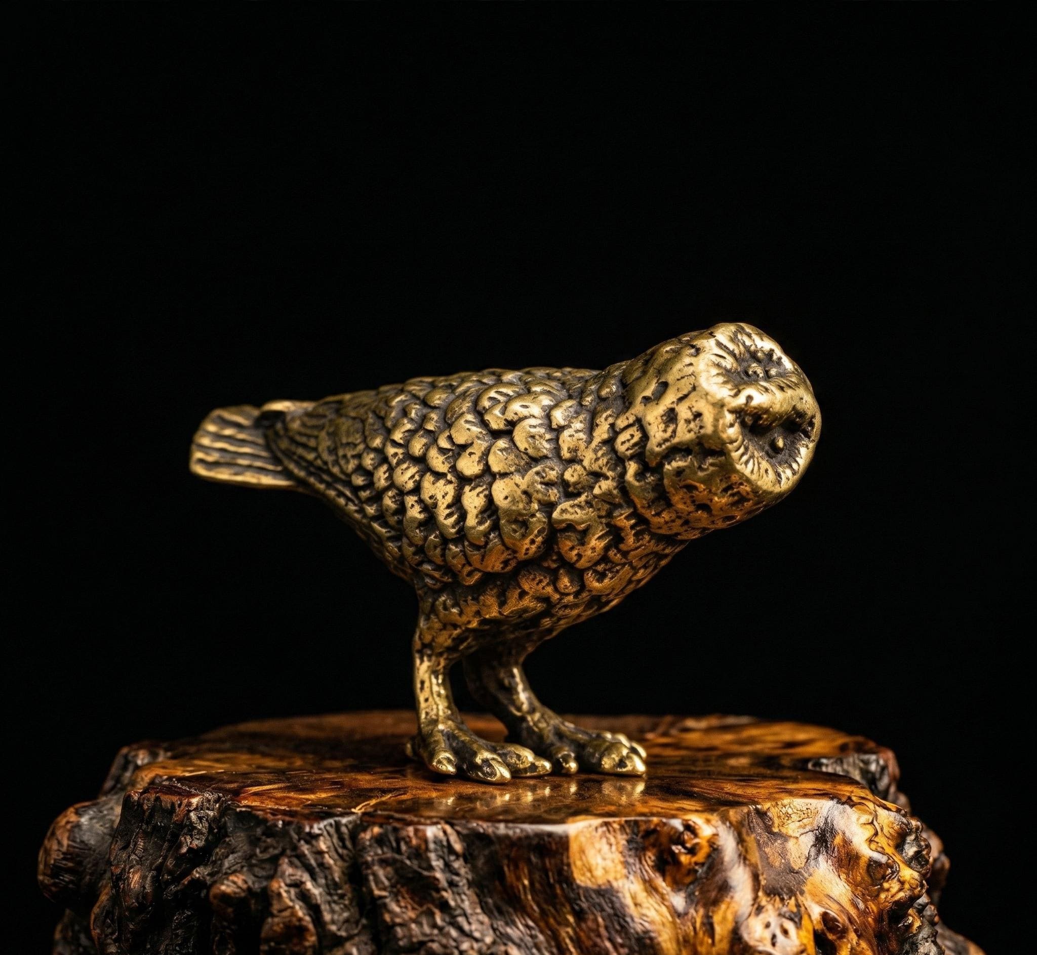 Vintage Solid Brass Owl Figurine - Wise Owl Statue for Graduation Gift - Dark Academia Desk Decor - 