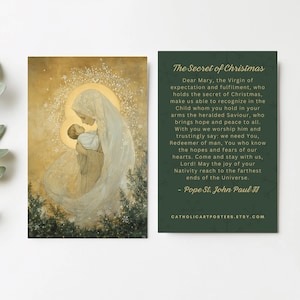 Kerst Madonna en kind gebedskaart, kerstmis Maagd Maria en kind Christus ansichtkaart, heilige moeder van Jezus Xmas Blessing kous cadeauzakje
