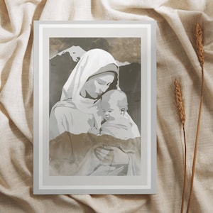 Unsere Dame vom Berg Karmel Gebetskarte Geschenk für christliche Ikonenandenken, Karmeliten-katholischer Kunstdruck 4x6 "Heilige Karte, gesegnete Jungfrau Maria Bild