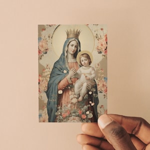 Ensemble-cadeau de carte de prière dévotionnelle Notre-Dame de la Consolation, carte postale de message de bénédiction de la foi du catholicisme saint, cadeau marque-page de la Vierge Marie