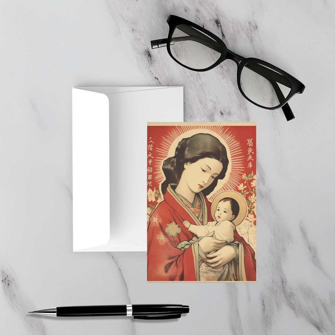 Japanese Madonna and Child Art Print: Vintage Catholic Wall Art (4x6 ...