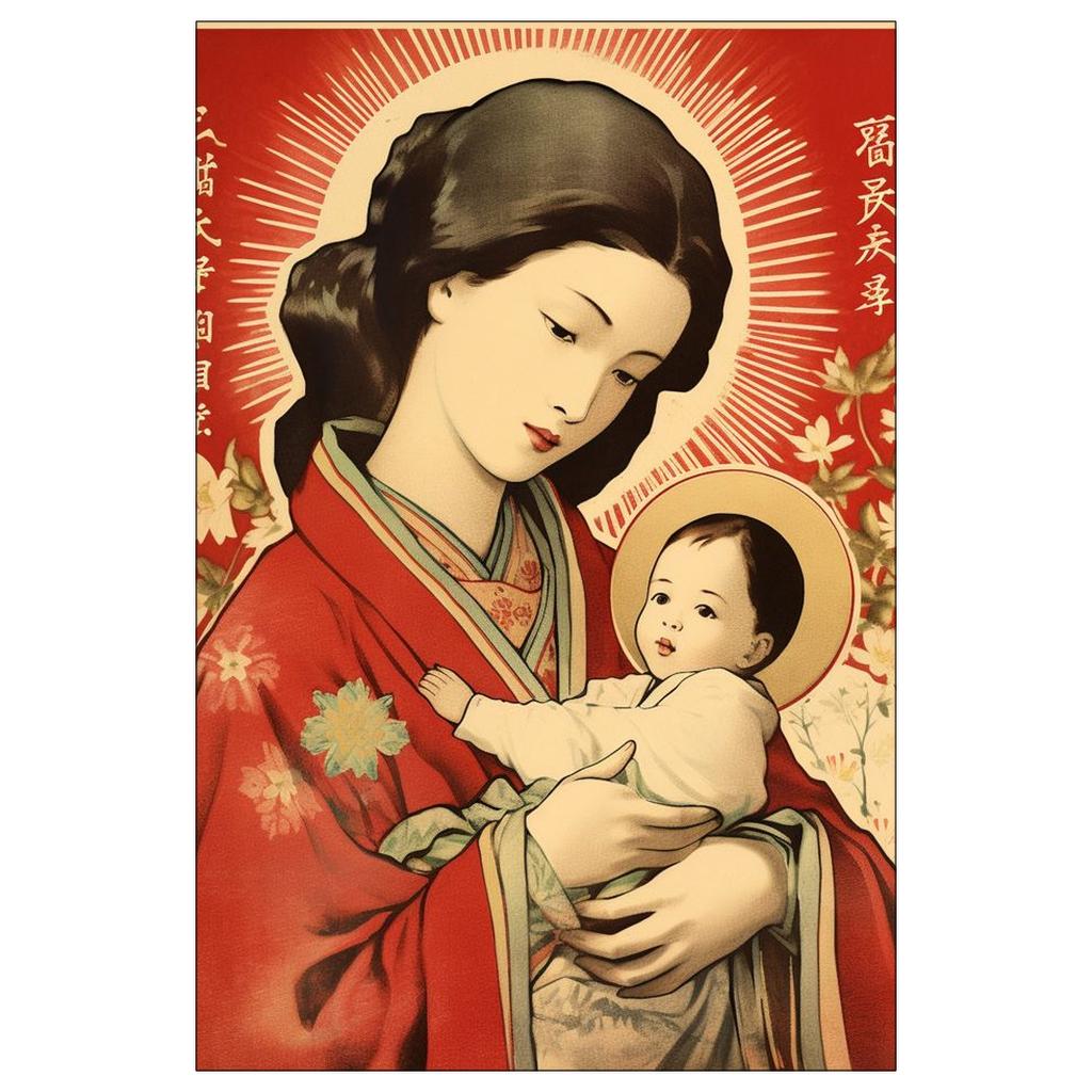 Japanese Madonna and Child Art Print: Vintage Catholic Wall Art (4x6 ...