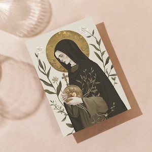 St Clare of Assisi Prayer Card, Traditional Catholic Art Print Patron ...