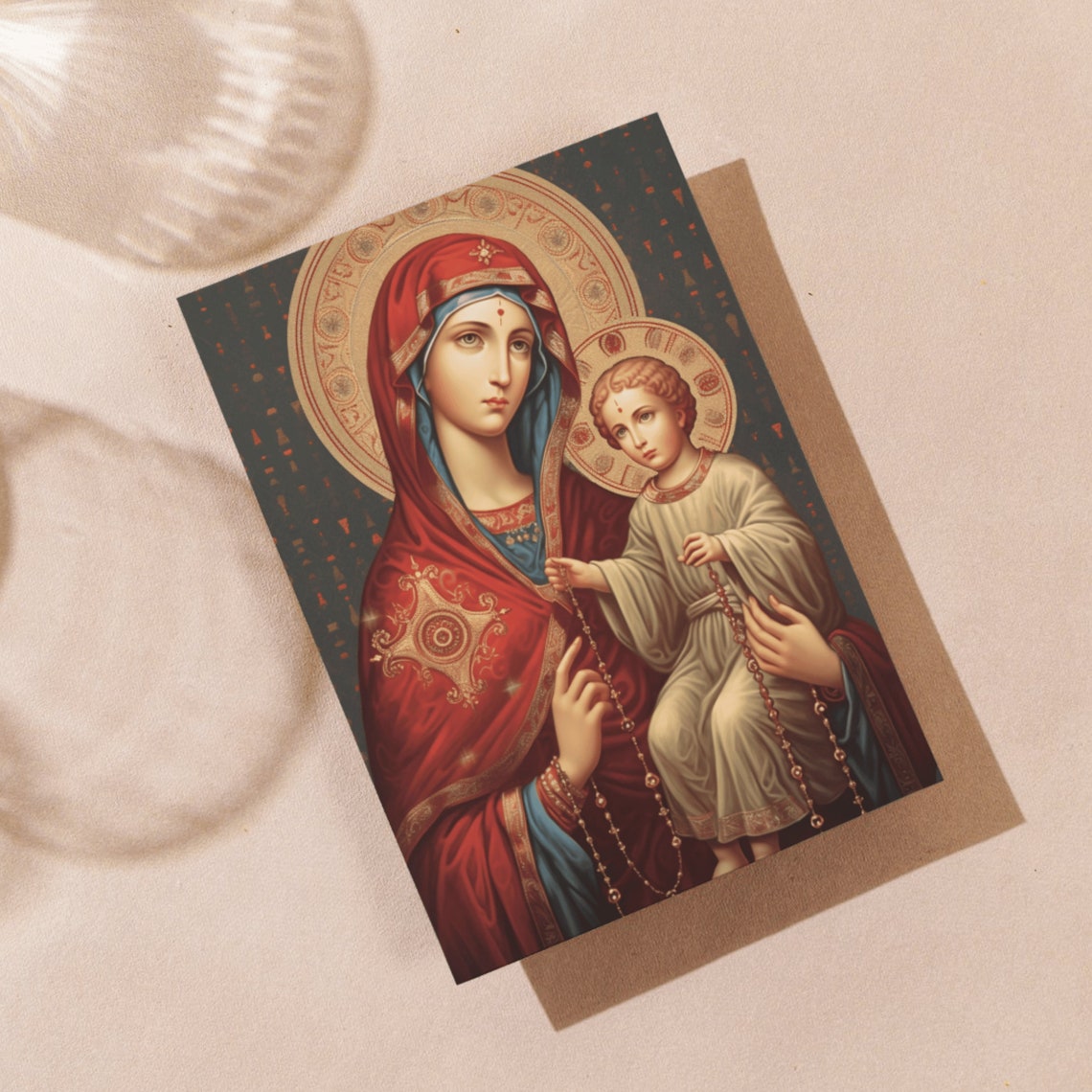 Our Lady of the Rosary Holy Card: Byzantine Madonna and Child Art - Etsy