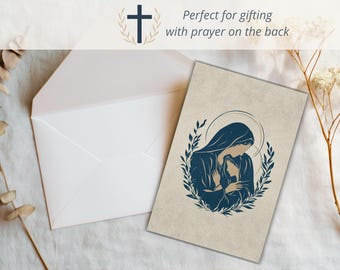 Katholieke gebedskaart voor bezoek aan de Maagd Maria en Elizabeth