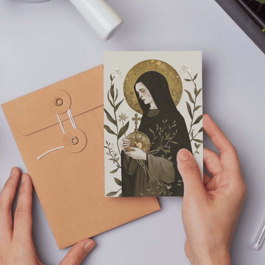 St Clare of Assisi Prayer Card, Traditional Catholic Art Print Patron ...