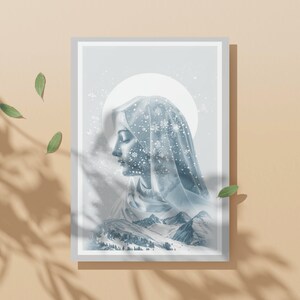 Biglietto di preghiera per la Madonna della neve, regalo per un amico cristiano, bigliettino per la Beata Vergine Maria, confezioni di biglietti di Natale religiosi minimalisti 4 x 6”