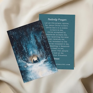Carte de prière de crèche pour cadeau de Noël catholique, cadeau de remplissage de bas de Noël pour les fêtes, cadeau d'oeuvre d'art religieuse de la naissance de Jésus-Christ