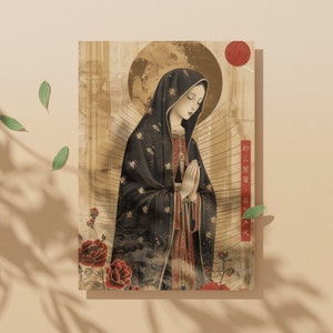 Japanse gebedskaart Onze-Lieve-Vrouw van Guadalupe, heilige noveen tafelkaarten, Heilige Maagd Maria bladwijzer cadeau, religieuze Virgencita Nuestra Senora
