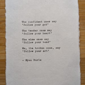Segui la tua poesia artistica - poesia originale scritta a mano stampata su carta di cotone con bordo frastagliato A6