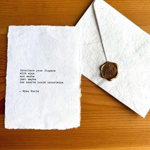Custom Typewritten Love Letter - Handmade Cotton Paper, Vintage Gift