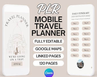 PLR Travel Planner Template Canva Travel Itinerary PLR Travel Template Private Label Rights Canva PLR Templates with Resell Rights Dfy