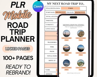 Travel Itinerary Template PLR Road Trip Planner Travel Guide PLR Travel Digital Products With Resell Rights PLR Travel Planner For iPhone