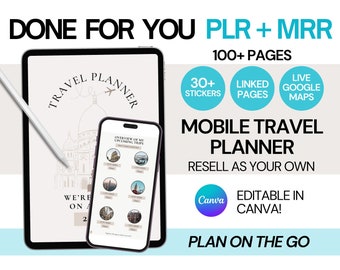 PLR Digital Travel Planner PLR Planner 2024 Canva Digital Planner Template Master Resell Rights Travel Influencer Media Kit Commercial Use