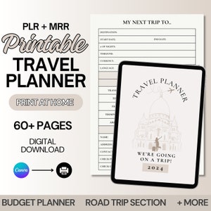 MRR PLR Druckbarer Reiseplaner Master Weiterverkaufsrechte Reiseführer Plr Reiseplanung Canva Vorlage Plr Mrr Digital Marketing