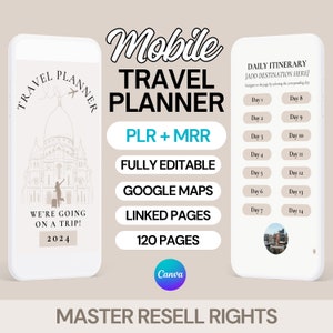 Master Wiederverkaufsrechte und PLR Digitaler Mobiler Reiseplaner Master Wiederverkaufsrechte Reiseplaner MRR Canva Template Reiseplaner