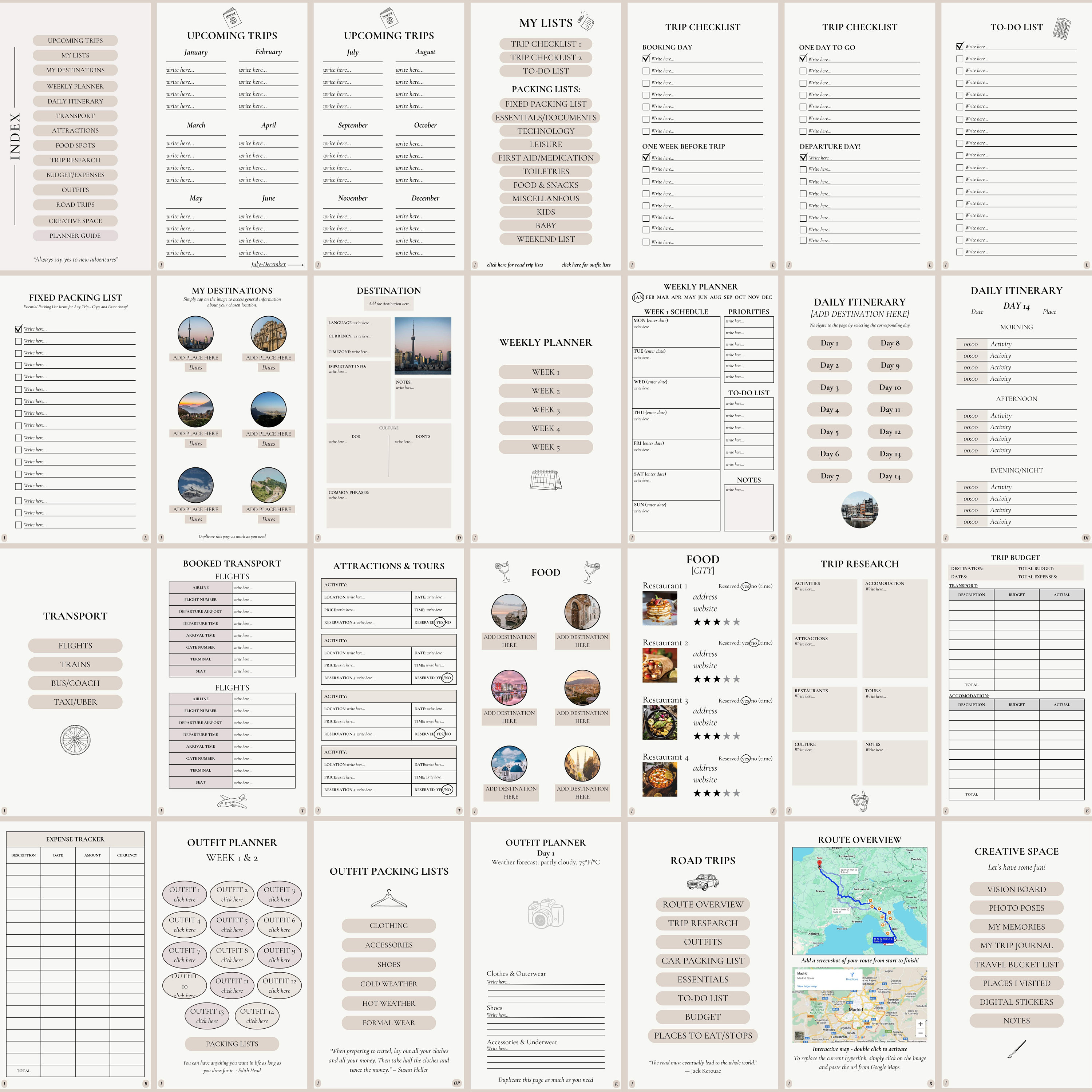 PLR Travel Planner Template Canva Travel Itinerary PLR Travel Template ...