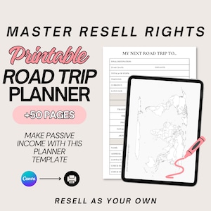 MRR Road Trip Planner Reiseplanungsvorlage Druckbare Reiseplaner Reiseplaner Digitale Produkte mit Master Reseller Rechten