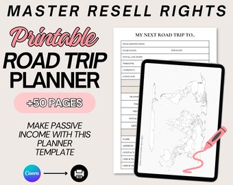 MRR Road Trip Planner Travel Planning Template Printable Travel Itinerary Planner Travel Digital Products With Master Resell Rights