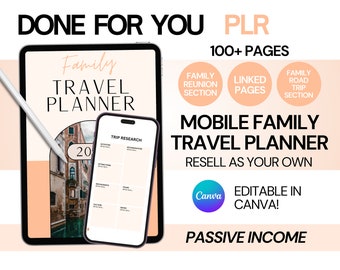 PLR Family Travel Itinerary PLR Digital Travel Planner Plr Template Canva PLR Travel Interactive Itinerary Plr Resell Digital Planner Family