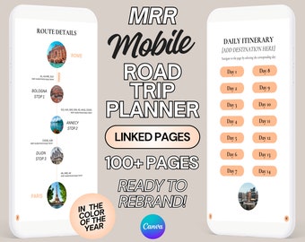 Master Resell Rights and PLR Digital Mobile Travel Planner Master Resale Rights Travel Itinerary Planning MRR Canva Template Travel Planner