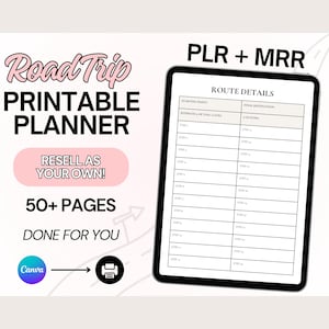 MRR Road Trip Planner PLR Reiseplaner Vorlage Druckbarer Reiseplan PLR Travel Digitale Produkte mit Master Resell Right Dfy