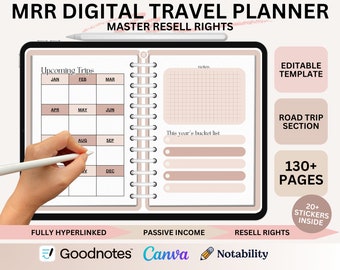 Master Resell Rights Travel Digital MRR Reseplanering Digital reseplanerare Mall Goodnotes Reseplanerare Notability Klar för dig