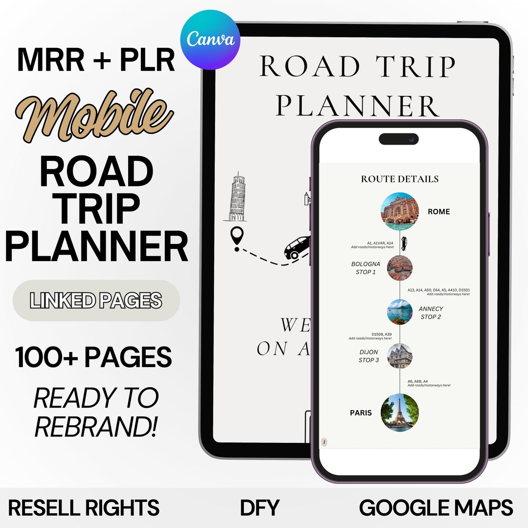 MRR PLR Digital Road Trip Planner Travel Influencer Branding Passive ...