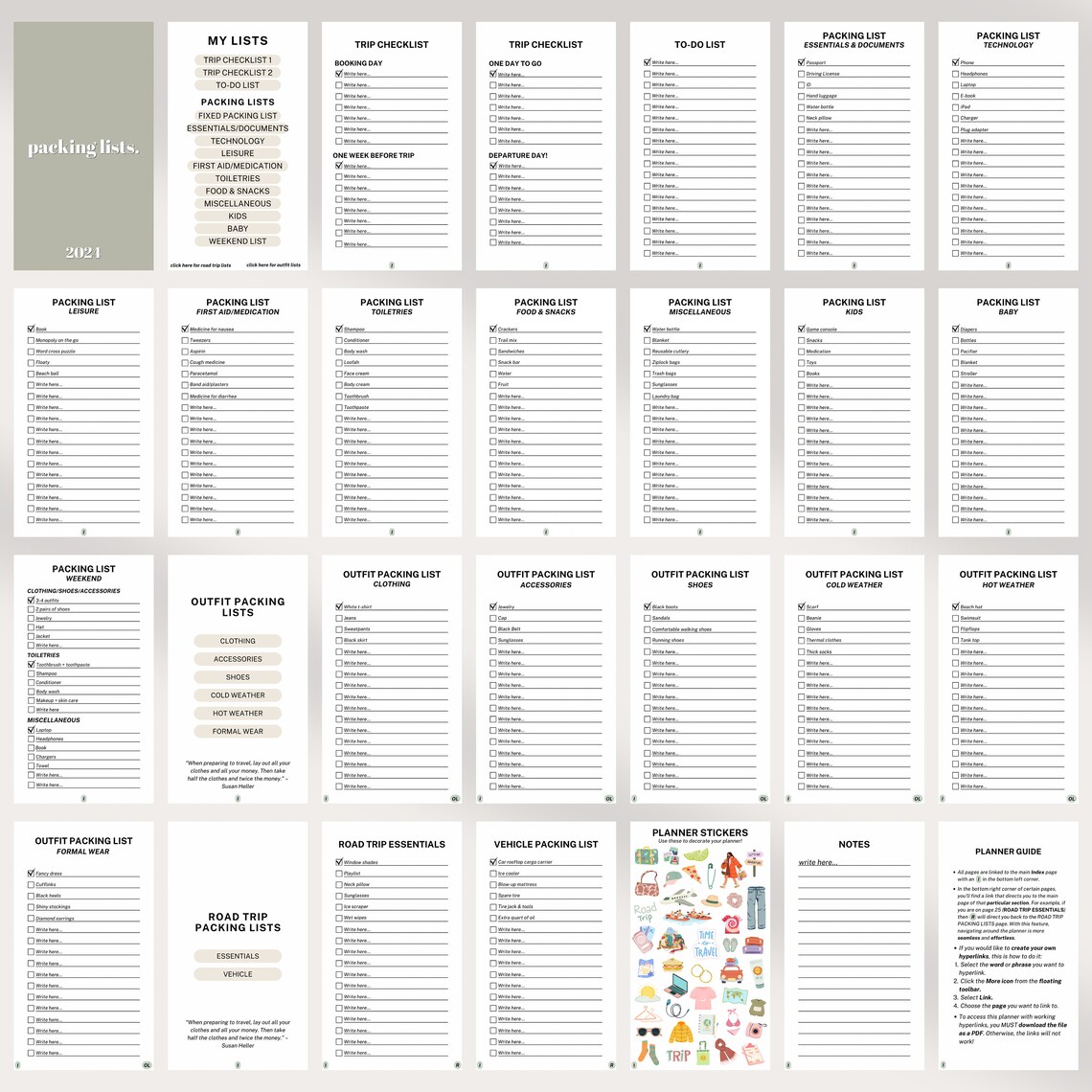 Digital Travel Packing List Editable Canva Template Family Packing List ...