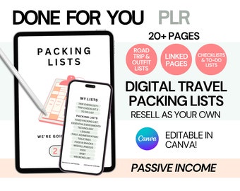 PLR Travel Packing List Editable Canva Template Family Packing List Planner Inserts Editable Packing Checklist Template Travel Checklist