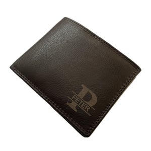 Herren Geldbörse mit Gravur, Geldbeutel aus Leder, Geschenk Weihnachten, Jahrestag oder Geburtstag, Brieftasche personalisiert mit Monogram