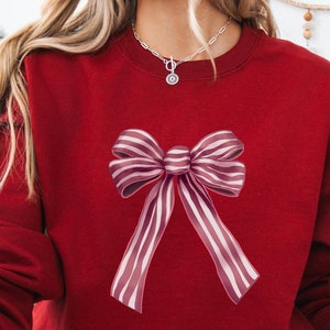 Coquette Bow Christmas Sweatshirt: Holiday Crewneck Gift