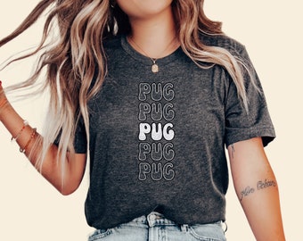 Pug Mom Shirt, Funny Pug Outline Tee, Dog Lover Gift