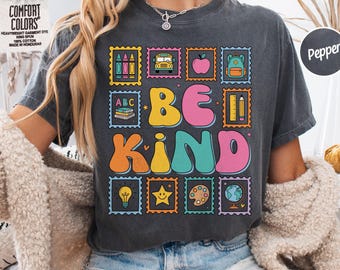 Comfort Colors Be Kind Teacher Tee, Retro Kindness Matters Shirt