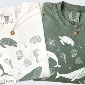 Sea Animals 90s Vintage Style Tshirt, Retro Comfort Colors® Y2k Ocean Shirt, Sealife, Whale, Fish, Turtle, Dolphin Shirt, Unisex Adult Tee