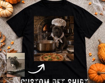 Custom Pet Chef Shirt, Personalized Cat Chef T-Shirt, Funny Pet Portrait Tee, Custom Cat Shirt, Cooking Cat Gift, Pizza Chef Pet Shirt